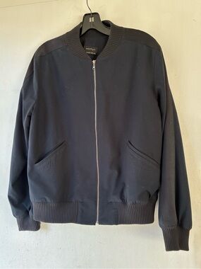 Womyn Navy Black Bomber Jacket with Zip Front size M